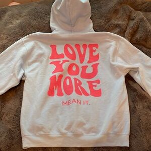 Esty “love you more mean it.” light blue hoodie